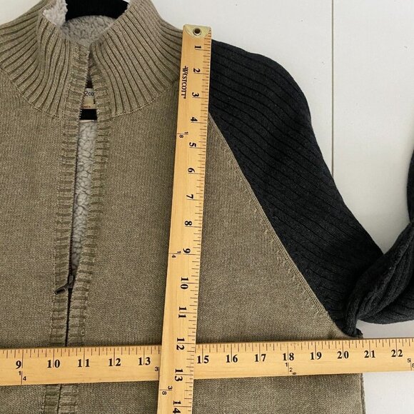 Carbon 2 Cobalt Sweater Mens Size M Full Zip Sherpa Lined Jacket Beige Gray - Picture 8 of 10